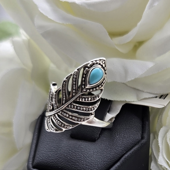 ♥️ FORTUNE FEATHER STERLING SILVER RING - Picture 7 of 7